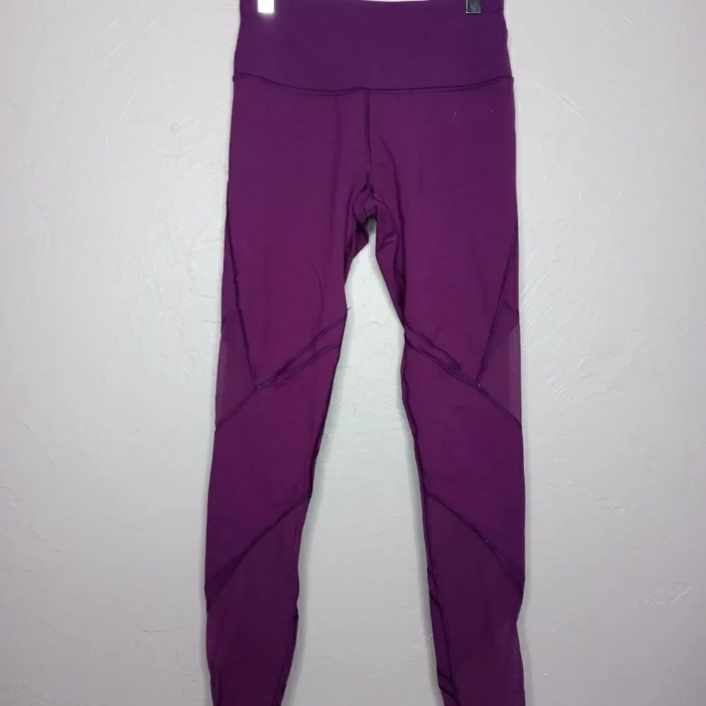 Victoria's Secret Sport Purple Mid Rise Leggings with Mesh Cutouts